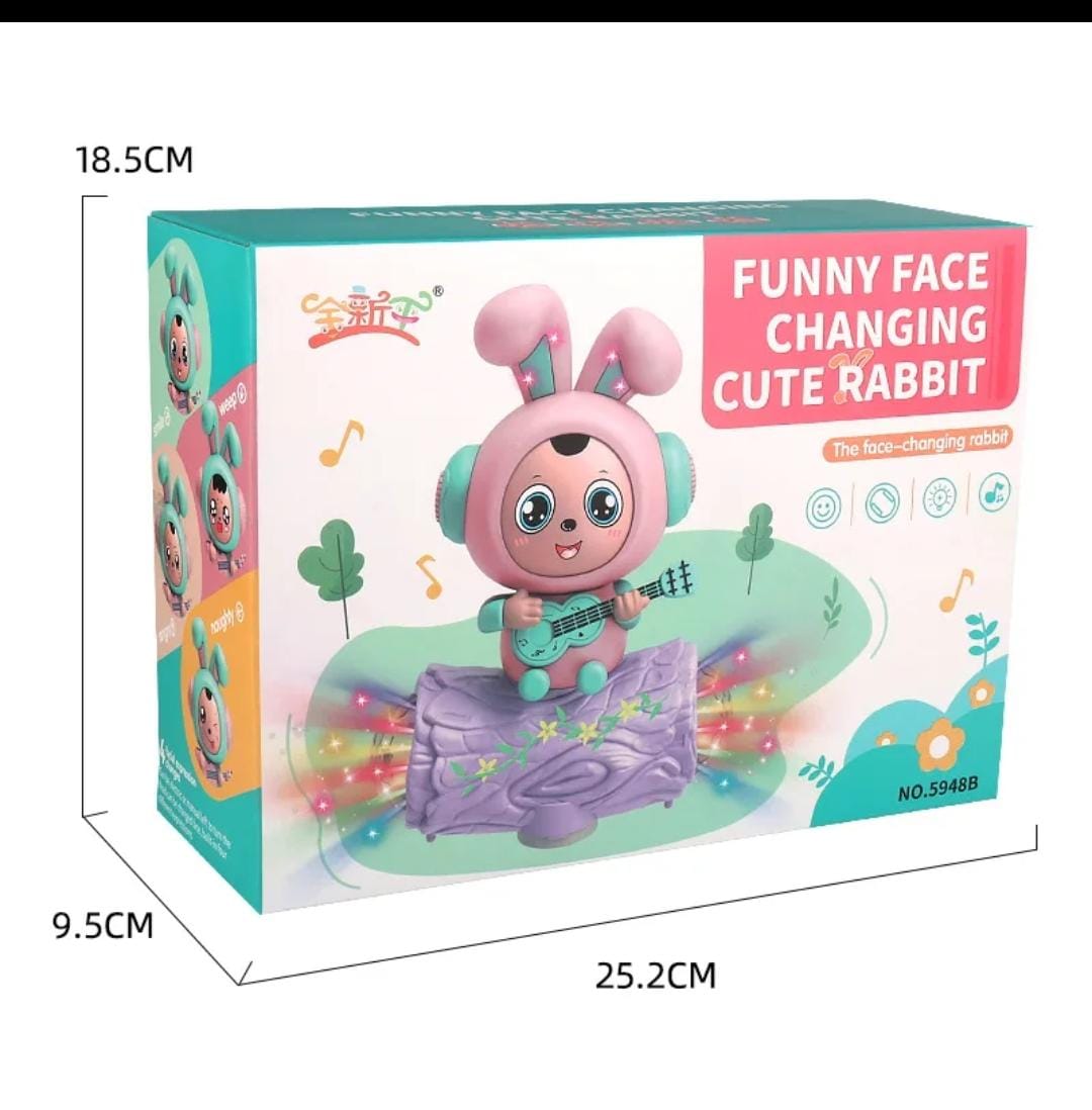 cartoon face changing rabbit electronic pet bunny playing for kids