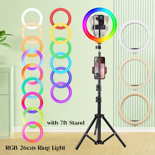 Set of Multicolour 16RGB Colour 26cm Ring with 3 Soft Mode Options and 7ft Stand