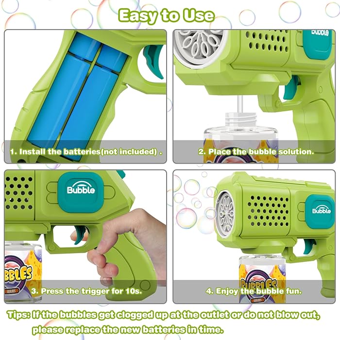 The Bubble Machine - Bubble Gun Toy •Battery (Cell) Operated