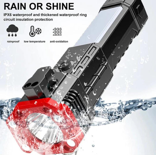 5in1 Multipurpose Rechargeable LED Torch Flashlight Light with Emergency Tool / with Window Breaker