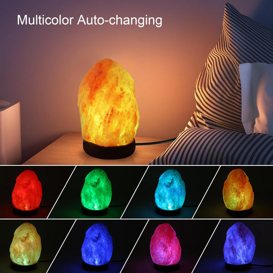 pink salt lamp in multicoloured use for decoration piece and asthma patient